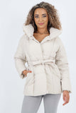 Italian Belted Hooded Jacket Coat For Women  - Dropwear