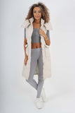 Italian Padded Pockets Hooded Long Gilet For Women  - Dropwear