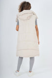 Italian Padded Pockets Hooded Long Gilet For Women  - Dropwear