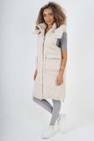 Italian Padded Pockets Hooded Long Gilet For Women  - Dropwear