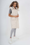 Italian Padded Pockets Hooded Long Gilet For Women  - Dropwear