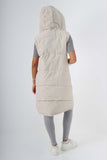 Italian Padded Pockets Hooded Long Gilet For Women  - Dropwear
