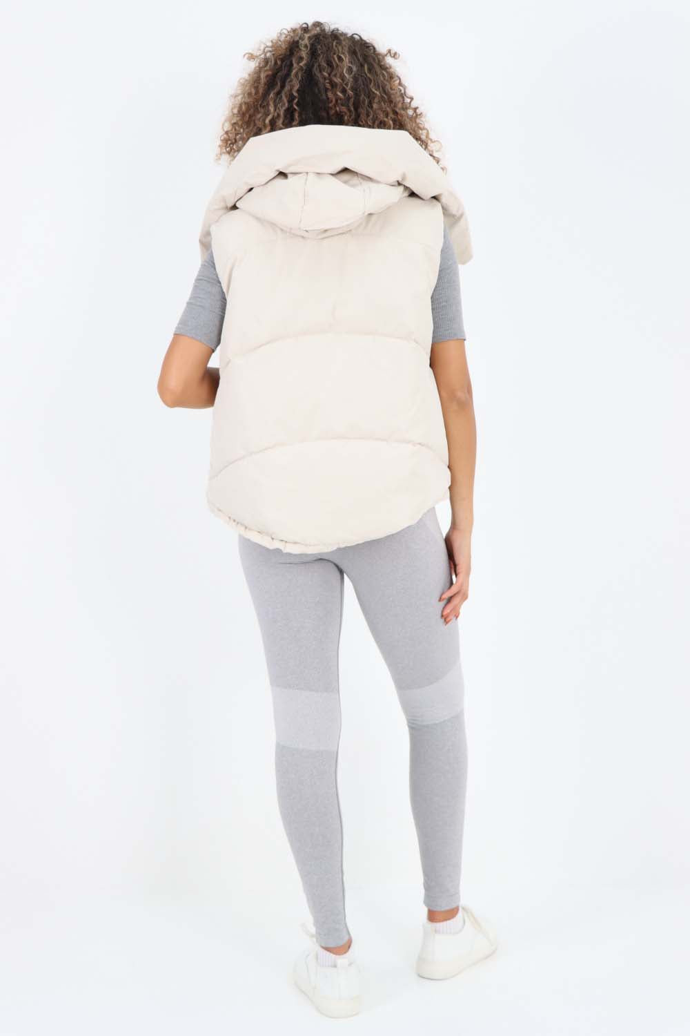 Italian Padded Pockets Hooded Gilet For Women  - Dropwear