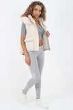 Italian Padded Pockets Hooded Gilet For Women  - Dropwear