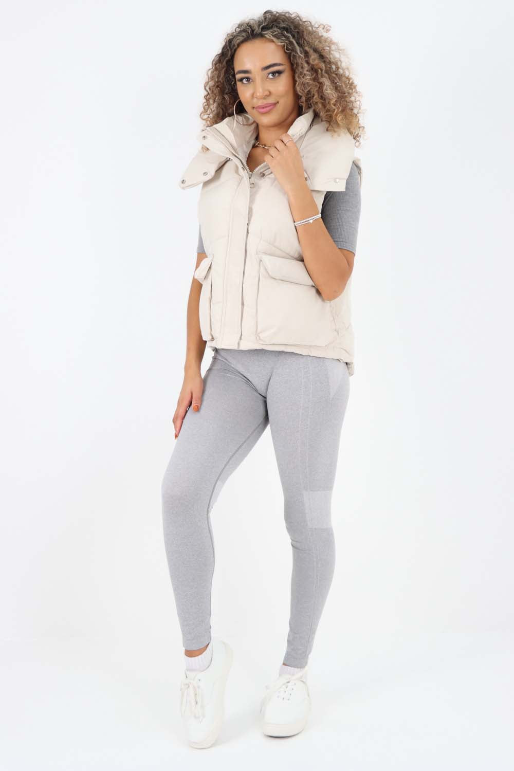 Italian Padded Pockets Hooded Gilet For Women  - Dropwear
