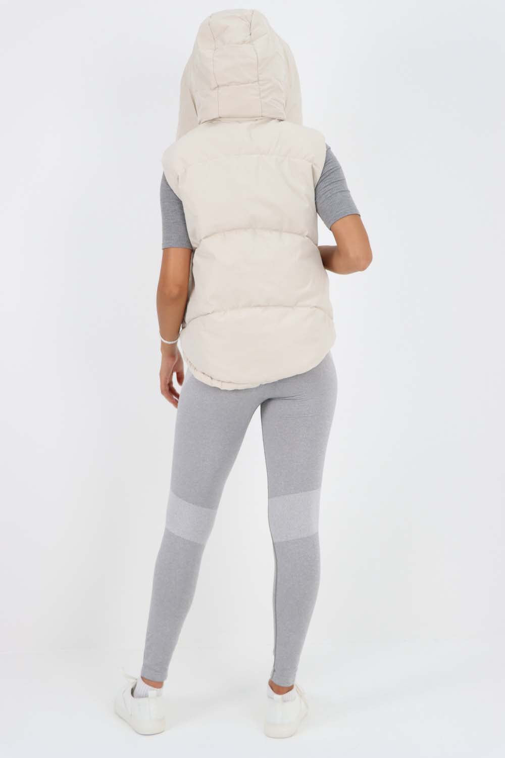 Italian Padded Pockets Hooded Gilet For Women  - Dropwear