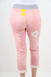 Light Denim Daisy Flower Print Sweatpants For Women 22 - Dropwear