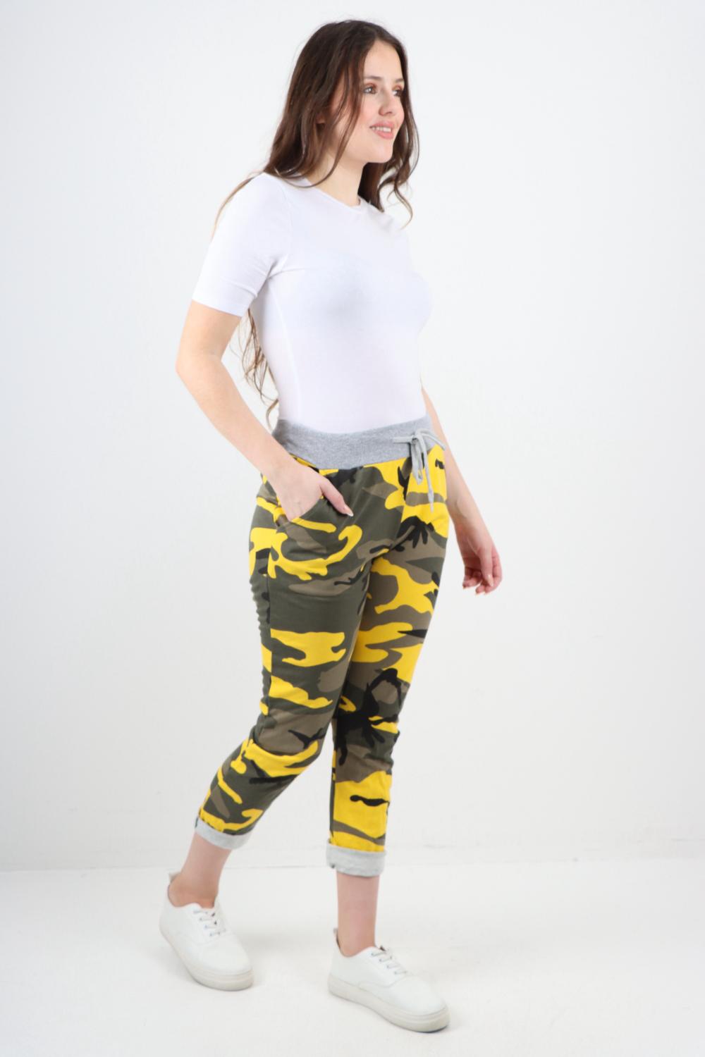 Orange Italian Camouflage Print Trousers For Women 8 - Dropwear