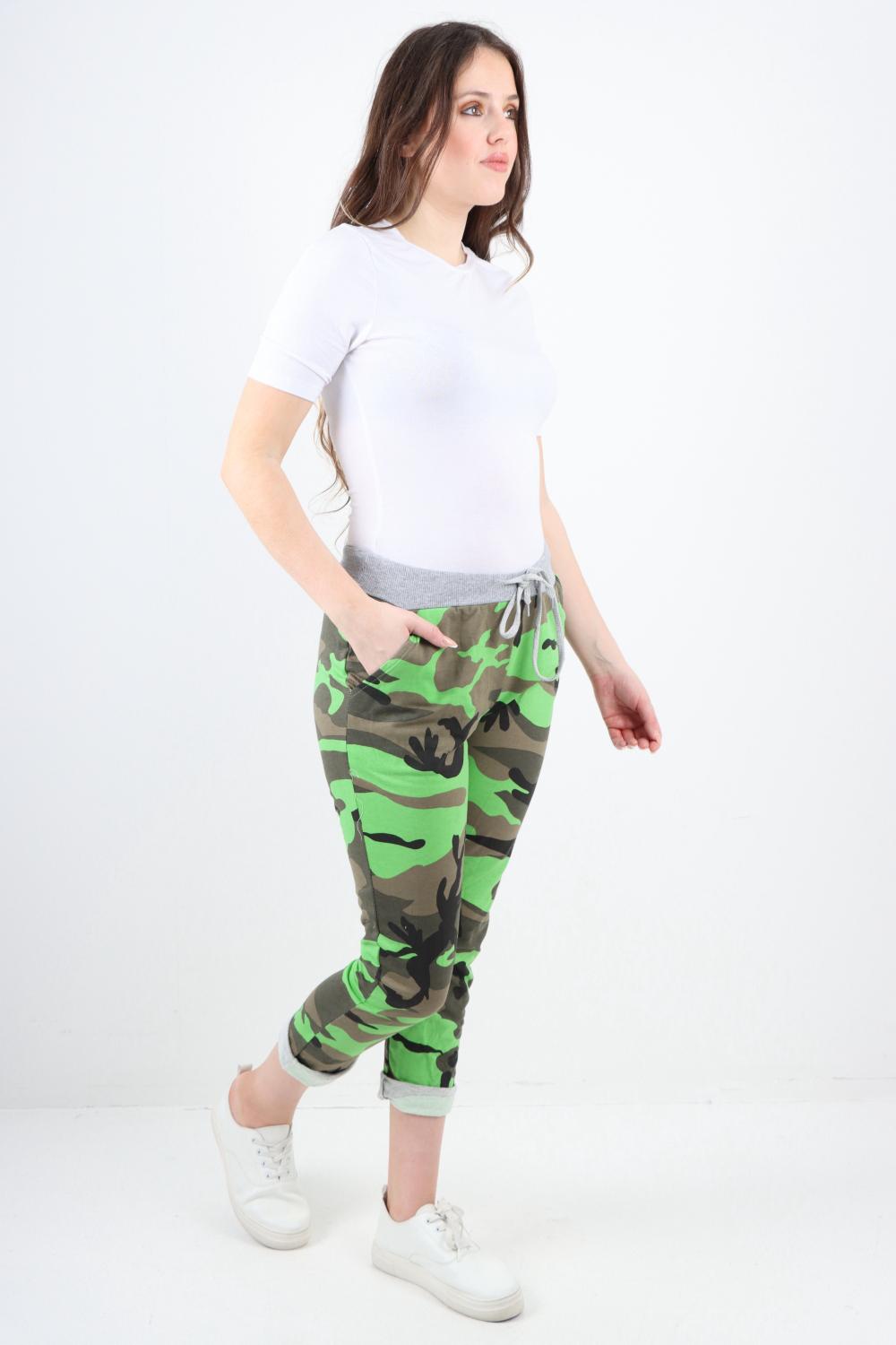 Orange Italian Camouflage Print Trousers For Women 14 - Dropwear