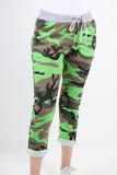 Green Italian Camouflage Print Trousers For Women 16 - Dropwear