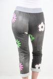 Light Denim Daisy Flower Print Sweatpants For Women 20 - Dropwear