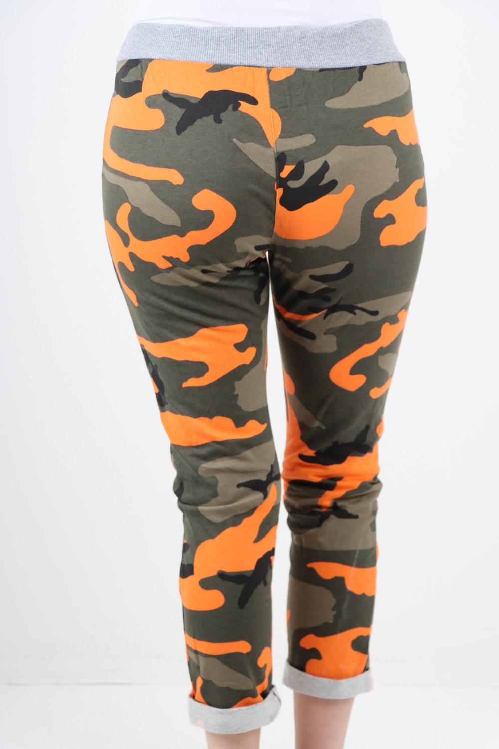 Green Italian Camouflage Print Trousers For Women 18 - Dropwear