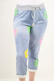 Light Denim Daisy Flower Print Sweatpants For Women 10 - Dropwear