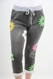 Light Denim Daisy Flower Print Sweatpants For Women 8 - Dropwear