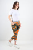 Orange Italian Camouflage Print Trousers For Women 10 - Dropwear