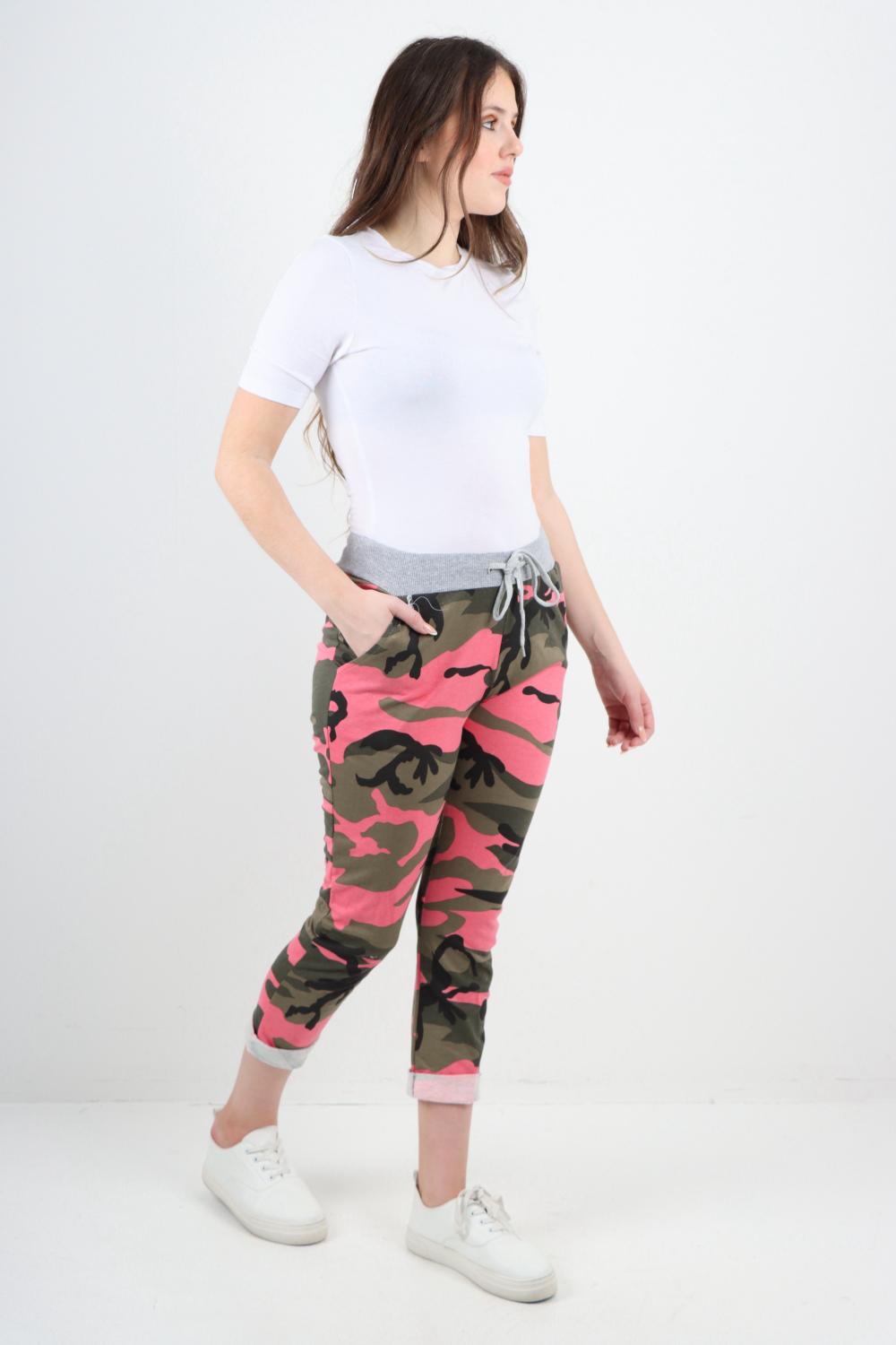 Yellow Italian Camouflage Print Trousers For Women 10 - Dropwear