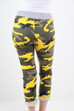 Yellow Italian Camouflage Print Trousers For Women 12 - Dropwear
