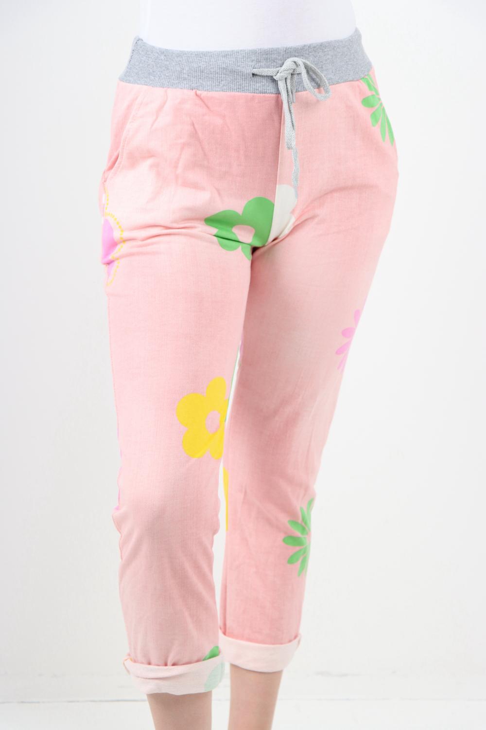 Light Denim Daisy Flower Print Sweatpants For Women 14 - Dropwear