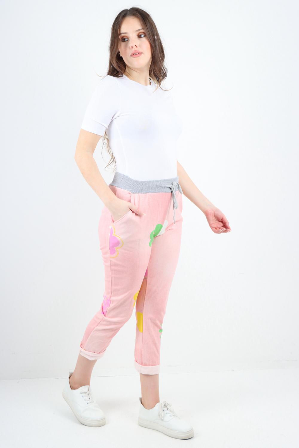 Dark Denim Daisy Flower Print Sweatpants For Women 20 - Dropwear