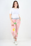 Dark Denim Daisy Flower Print Sweatpants For Women 12 - Dropwear