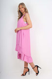 Italian Lace Neckline Dipped Hem Dress For Women  - Dropwear