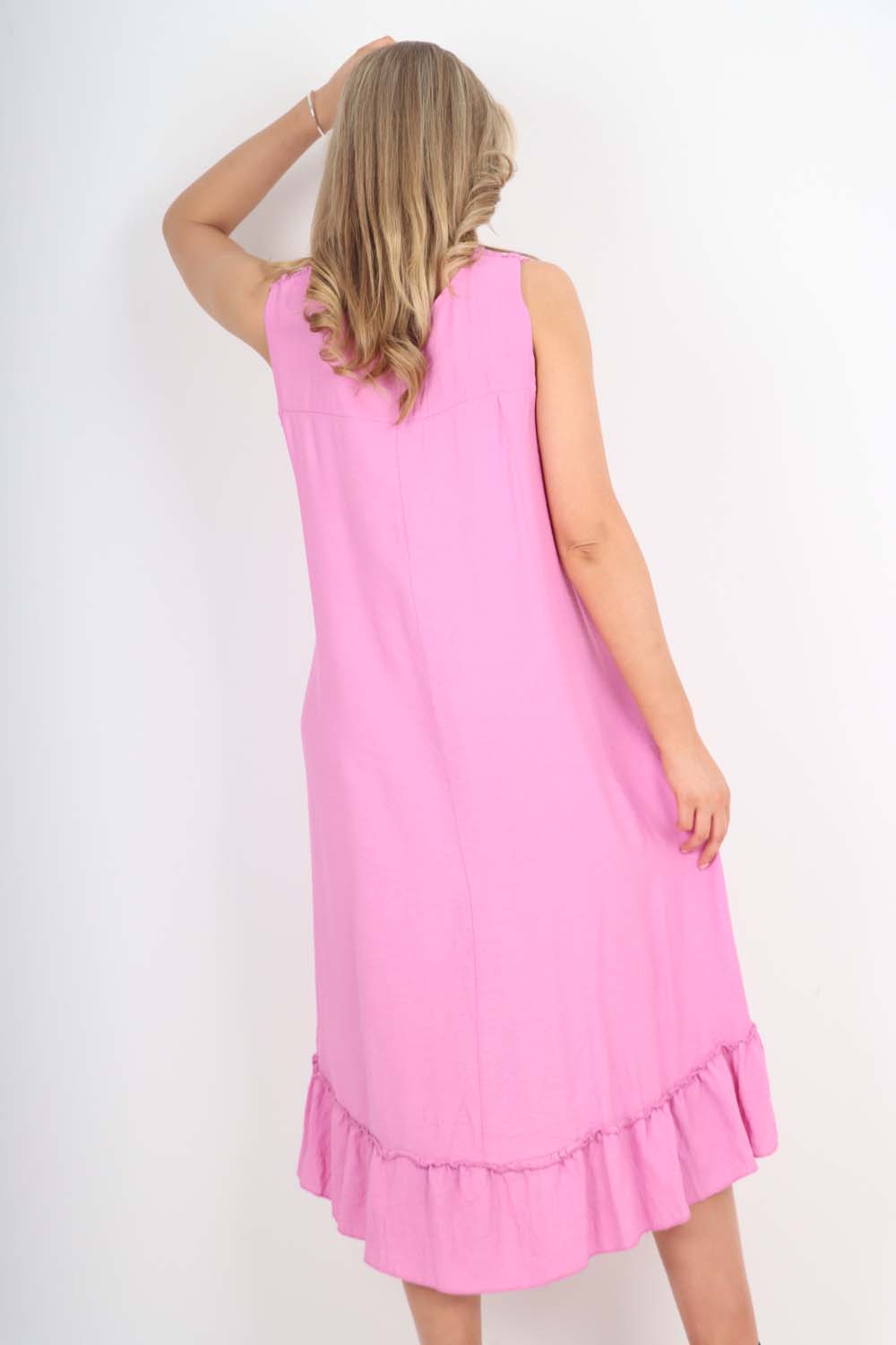 Italian Lace Neckline Dipped Hem Dress For Women  - Dropwear