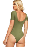 Khaki Plain Short Sleeve Bodysuits For Women 8-10 - Dropwear
