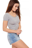 Navy Blue Plain Short Sleeve Bodysuits For Women 12-14 - Dropwear