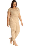 Mocha Plus Size Cowl Neck Pocket Belted Jumpsuits For Women 20 - Dropwear