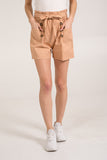 Black Stretch Paper Bag Shorts For Women MEDIUM - Dropwear