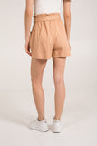 Khaki Stretch Paper Bag Shorts For Women SMALL - Dropwear