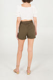 Coffee Stretch Paper Bag Shorts For Women MEDIUM - Dropwear