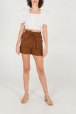 Camel Stretch Paper Bag Shorts For Women LARGE - Dropwear