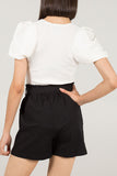 Black Stretch Paper Bag Shorts For Women SMALL - Dropwear