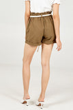 Khaki Turnback Rope Detail Shorts For Women MEDIUM - Dropwear