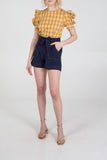 Default Title Paperbag Waist Contrast Stitch Short For Women LARGE - Dropwear