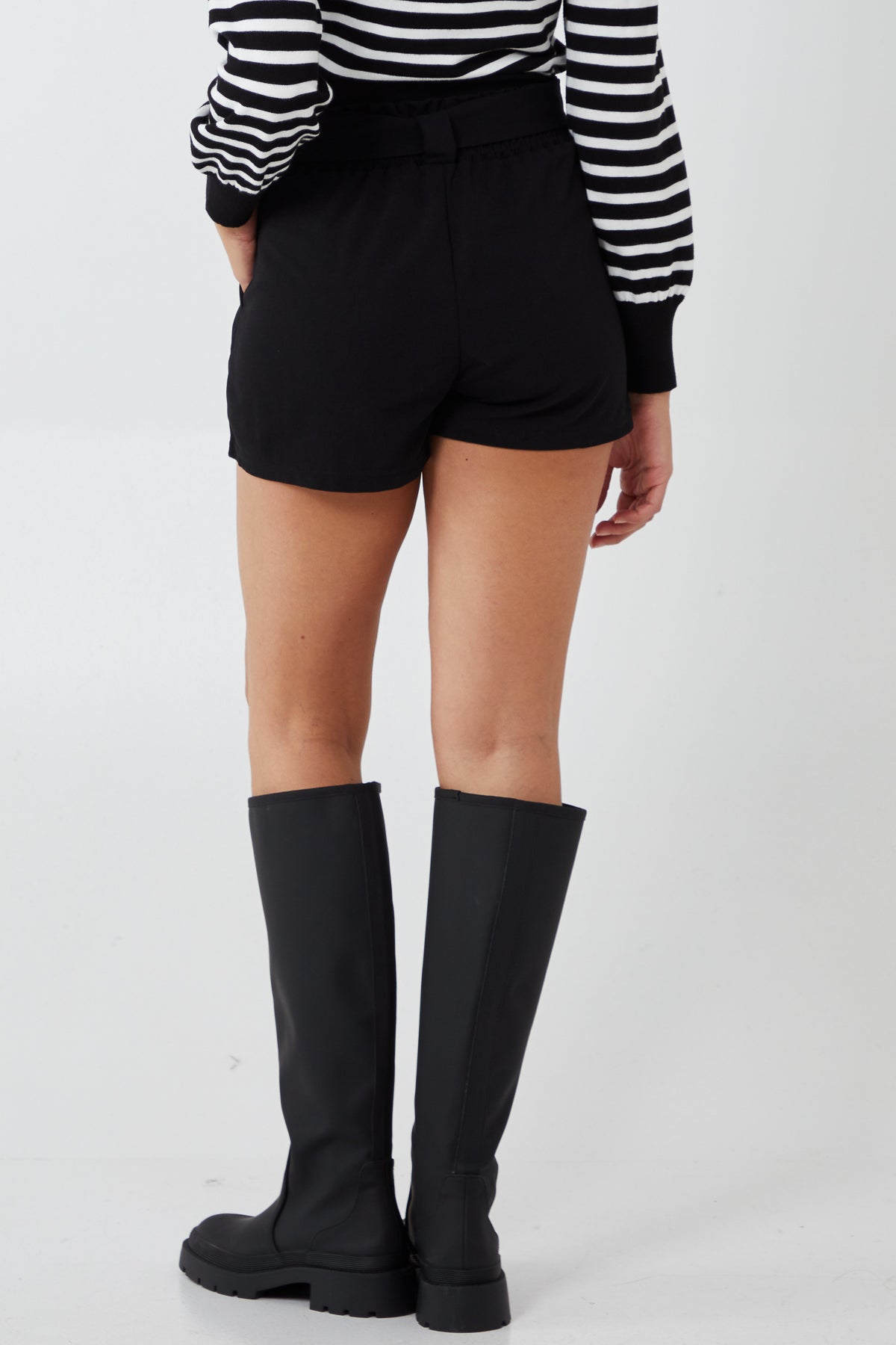 Khaki Paperbag Tied Waist Shorts For Women LARGE - Dropwear