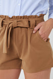 Camel Paperbag Tied Waist Shorts For Women MEDIUM - Dropwear