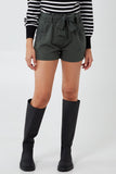 Camel Paperbag Tied Waist Shorts For Women LARGE - Dropwear