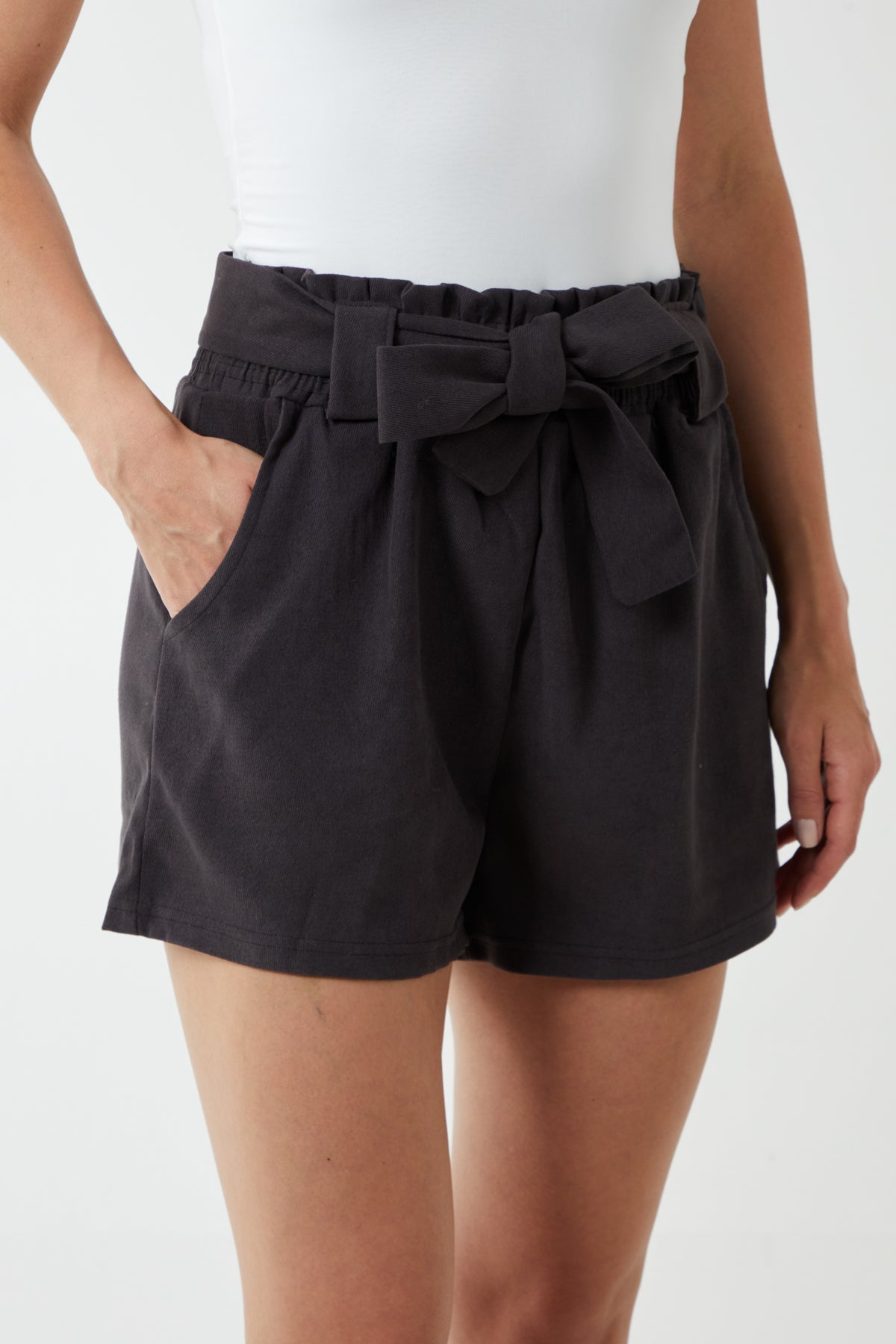 Tan Paperbag Shorts For Women SMALL - Dropwear