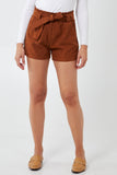 Taupe Paperbag Shorts For Women LARGE - Dropwear