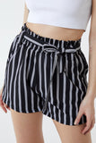 Navy Stripe Belted Shorts For Women MEDIUM - Dropwear