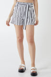 Black Stripe Belted Shorts For Women SMALL - Dropwear