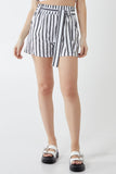 Navy Belted Shorts with Stripes For Women LARGE - Dropwear