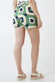 Green Abstract Belted Shorts For Women SMALL - Dropwear