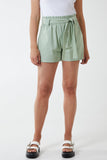 Linen Paper Bag Waist Belted Shorts For Women SMALL - Dropwear