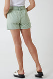 Hot Pink Paper Bag Waist Belted Shorts For Women SMALL - Dropwear