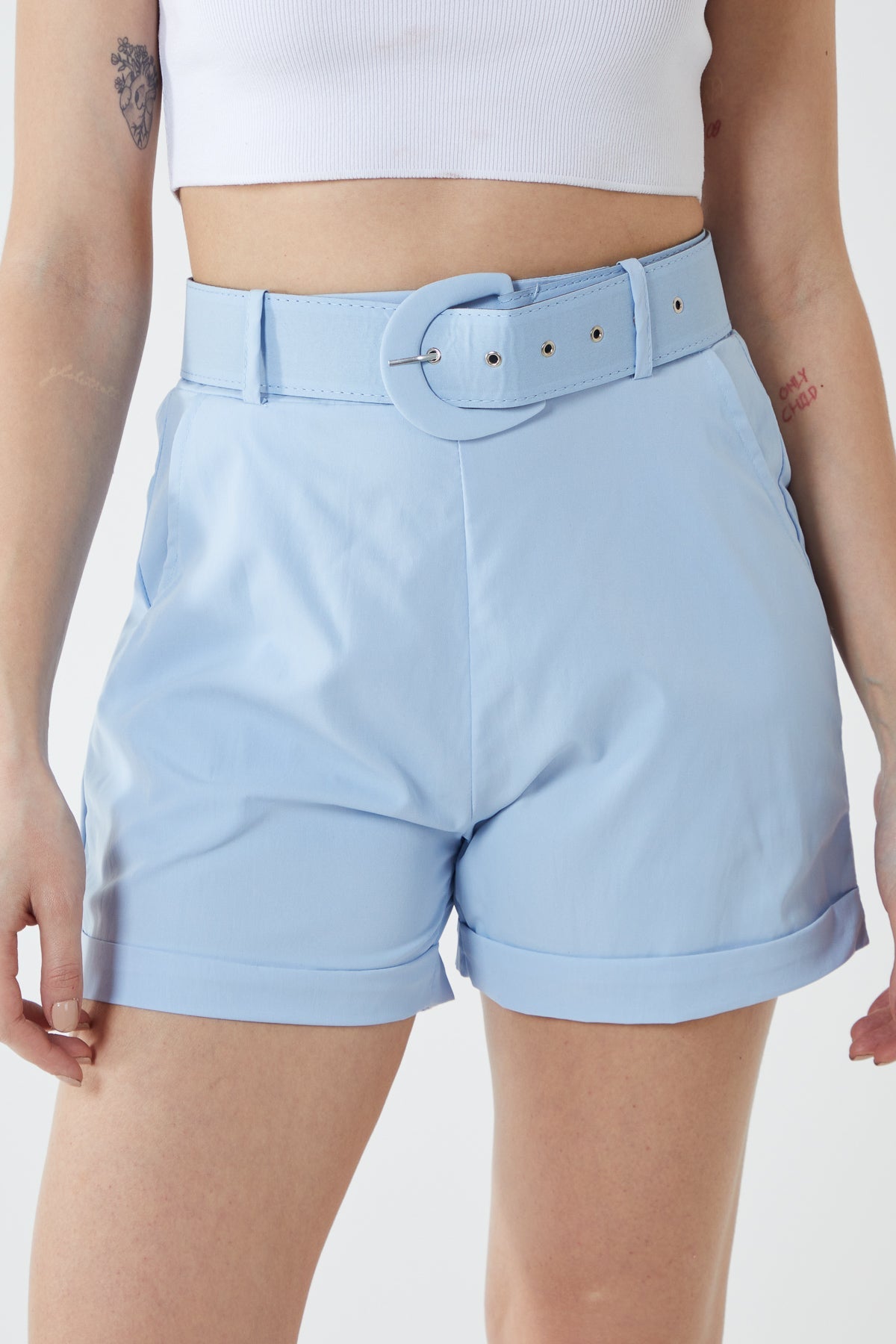 Pink Wide Belted Shorts For Women 8 - Dropwear