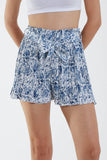 Paisley Pleated Tie Shorts For Women  - Dropwear