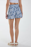 Blue Paisley Pleated Tie Shorts For Women LARGE - Dropwear